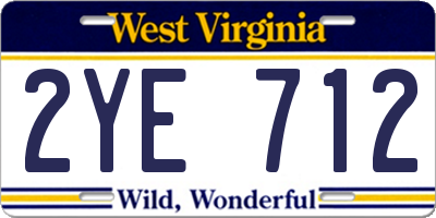 WV license plate 2YE712