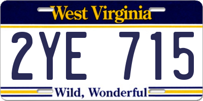 WV license plate 2YE715