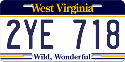 WV license plate 2YE718