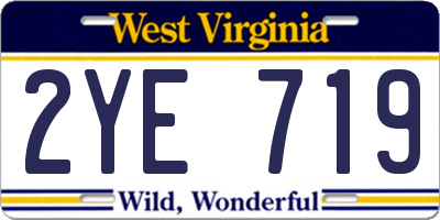 WV license plate 2YE719