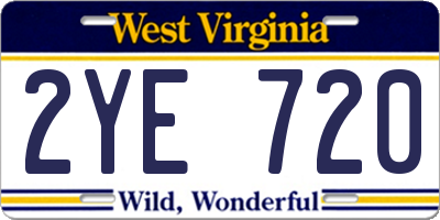 WV license plate 2YE720