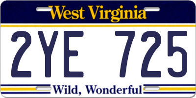 WV license plate 2YE725