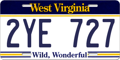 WV license plate 2YE727