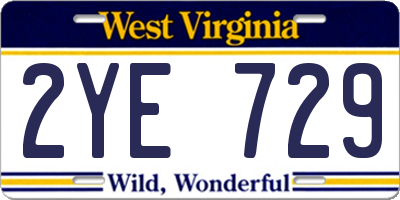 WV license plate 2YE729