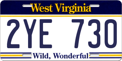 WV license plate 2YE730