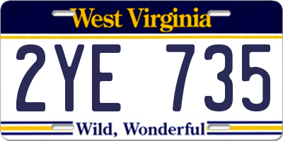 WV license plate 2YE735
