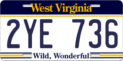 WV license plate 2YE736