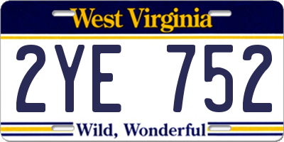 WV license plate 2YE752