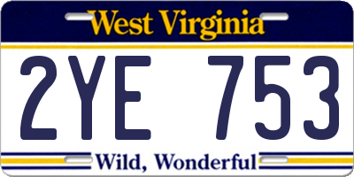 WV license plate 2YE753