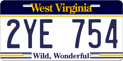 WV license plate 2YE754