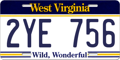 WV license plate 2YE756