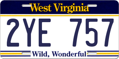 WV license plate 2YE757