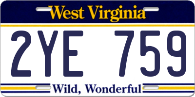 WV license plate 2YE759