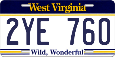 WV license plate 2YE760