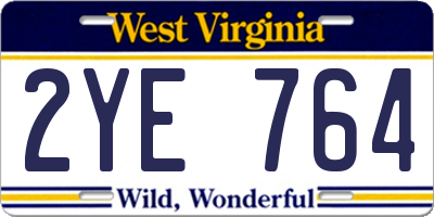 WV license plate 2YE764