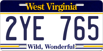 WV license plate 2YE765