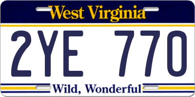 WV license plate 2YE770