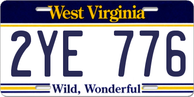 WV license plate 2YE776