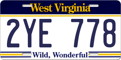 WV license plate 2YE778