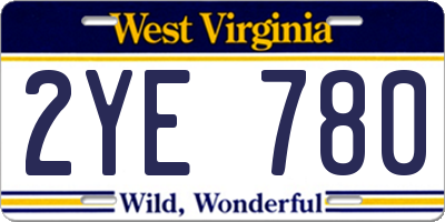WV license plate 2YE780