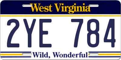 WV license plate 2YE784