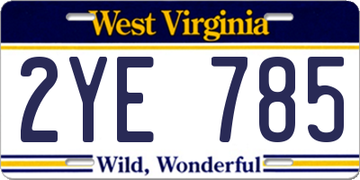 WV license plate 2YE785