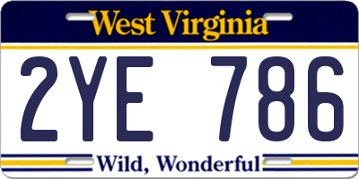 WV license plate 2YE786