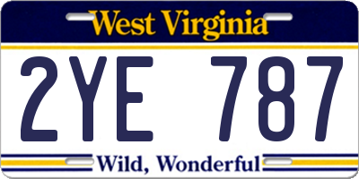 WV license plate 2YE787