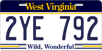 WV license plate 2YE792