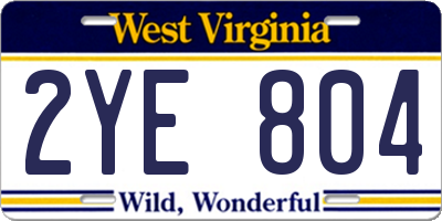 WV license plate 2YE804