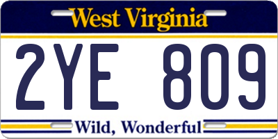 WV license plate 2YE809