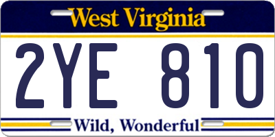 WV license plate 2YE810