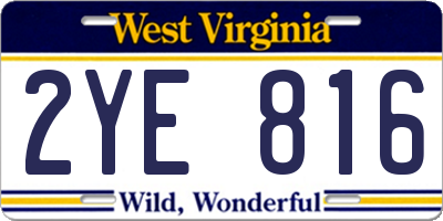 WV license plate 2YE816