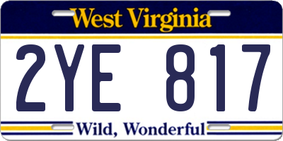 WV license plate 2YE817