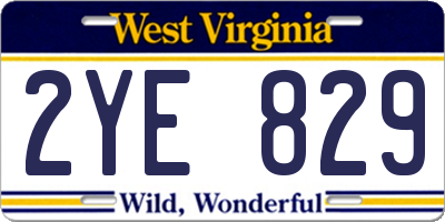 WV license plate 2YE829