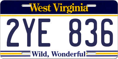 WV license plate 2YE836