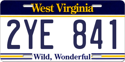 WV license plate 2YE841