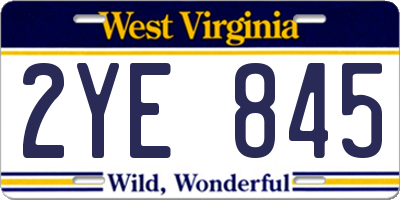 WV license plate 2YE845