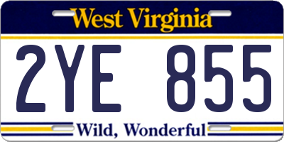 WV license plate 2YE855