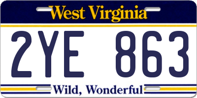 WV license plate 2YE863