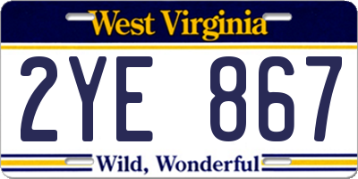 WV license plate 2YE867