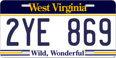 WV license plate 2YE869
