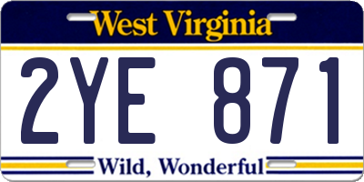WV license plate 2YE871