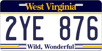 WV license plate 2YE876