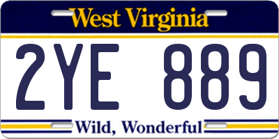 WV license plate 2YE889
