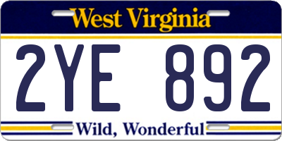 WV license plate 2YE892