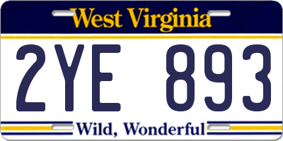 WV license plate 2YE893