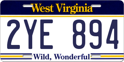 WV license plate 2YE894