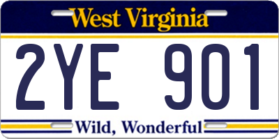 WV license plate 2YE901