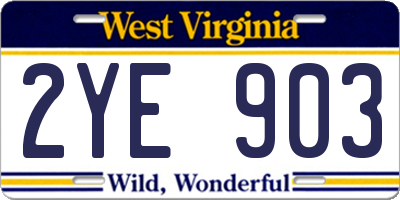 WV license plate 2YE903